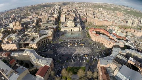 Площадь Республики в Ереване с высоты птичьего полёта