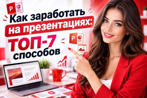 Красивая девушка и надпись как заработать на презентациях